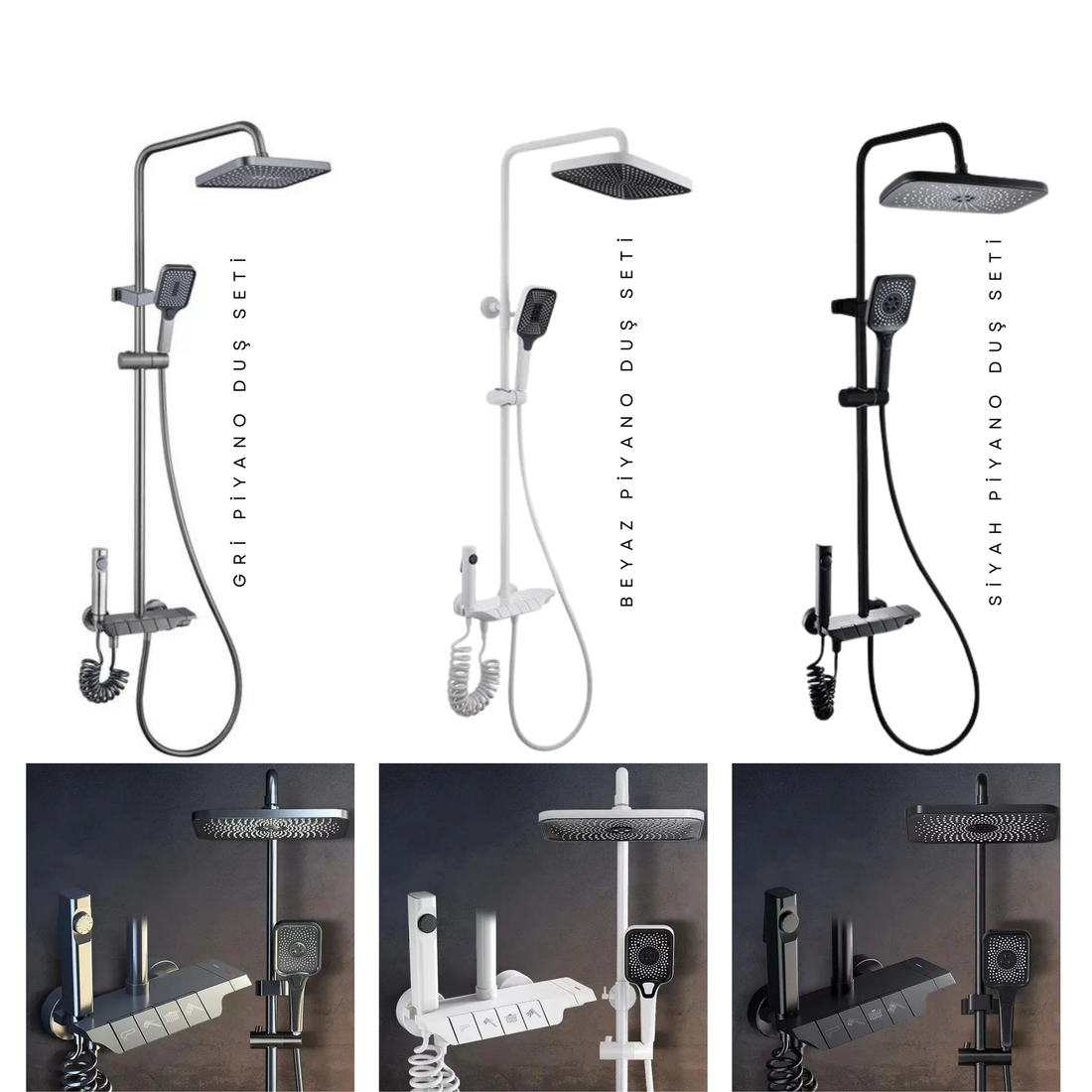 AquaNesth Piyano 5 Fonksiyonlu Robot Duş Seti